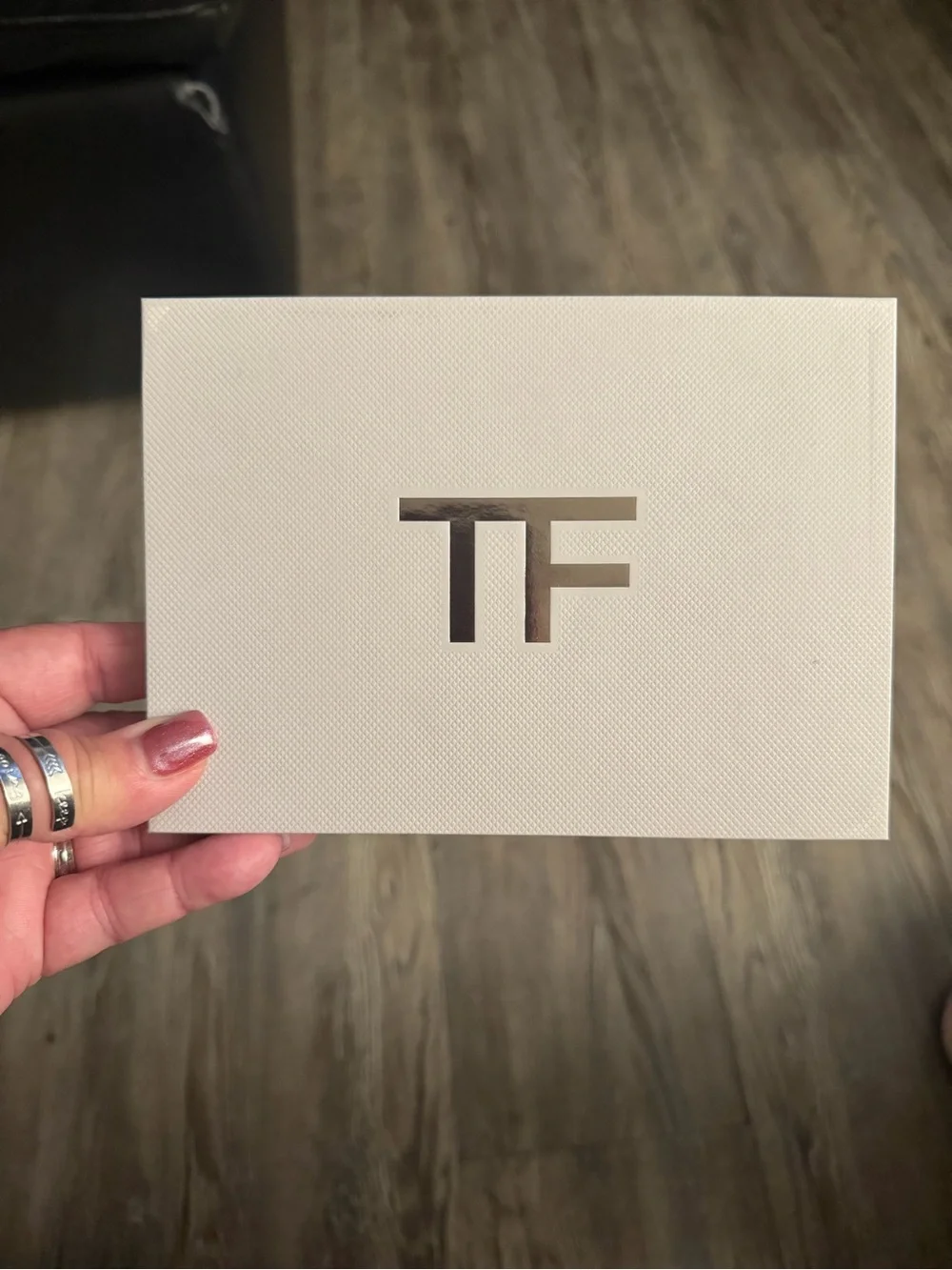 Tom Ford White Leather Zip Card Holder with Gold TF Monogram size 4x6